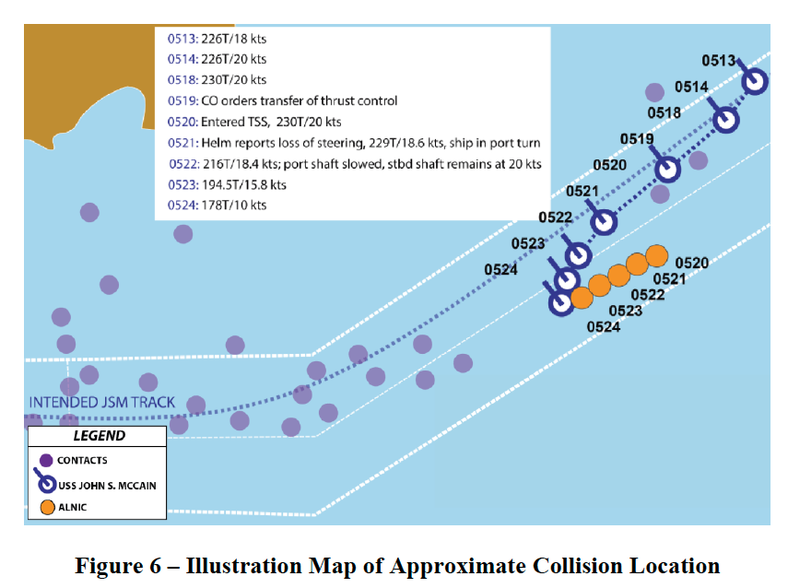 US Navy diagram showing the paths of USS John S. McCain and Alnic MC. USN